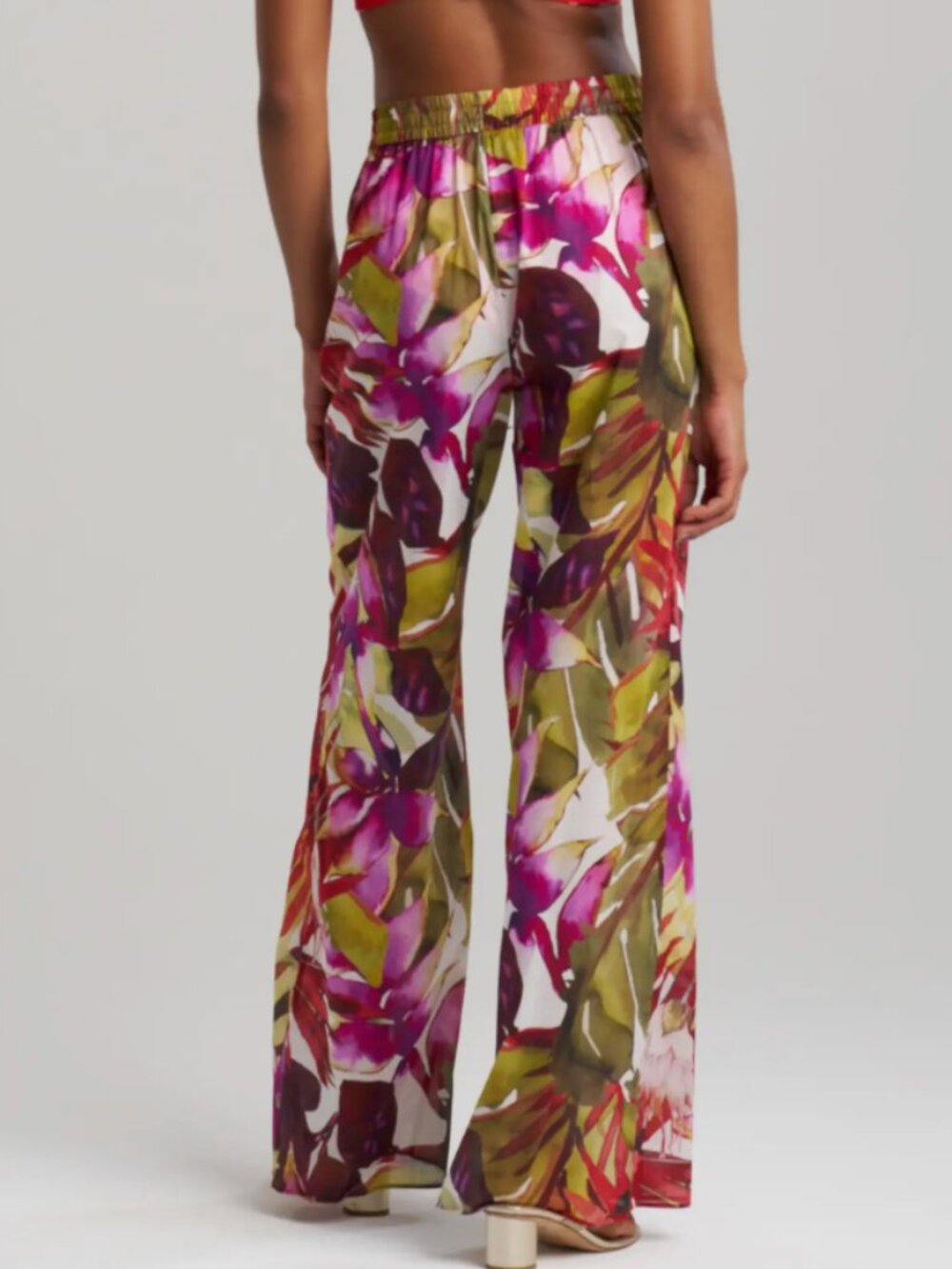 Natori Rainforest Cotton Tassel Coverup Pants Size S